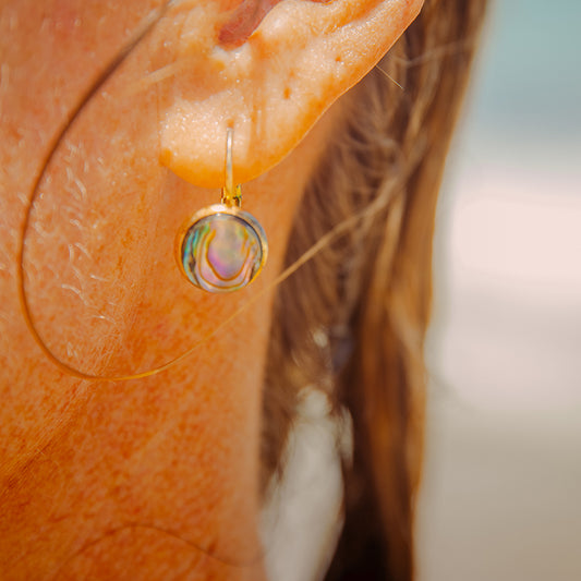 Abalone Bezel Huggies