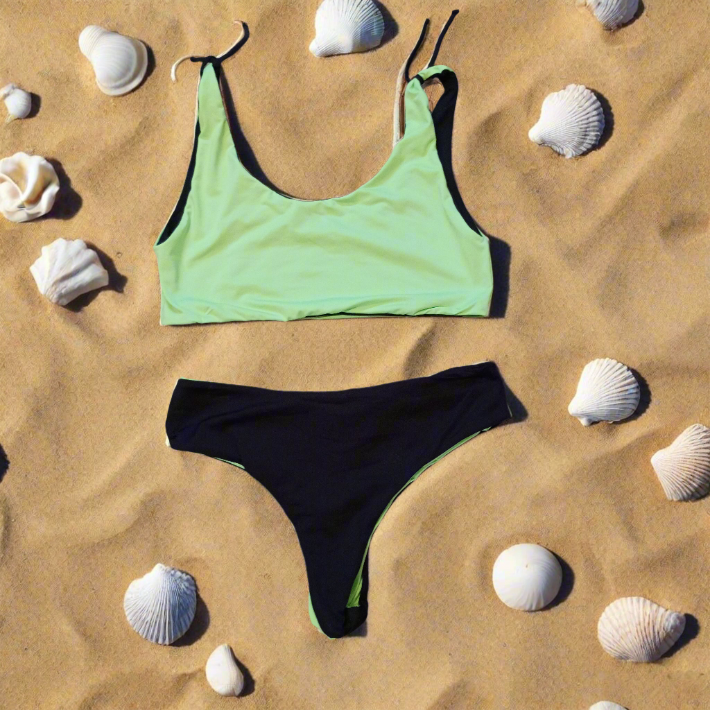 Reversible Handmade Bikini (Neon and Black)