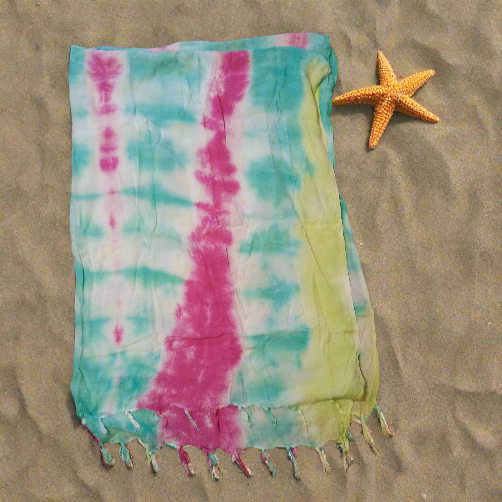 Happy Smiles Long Pareo (Ocean Blue, Plumeria Pink, Lime Green)
