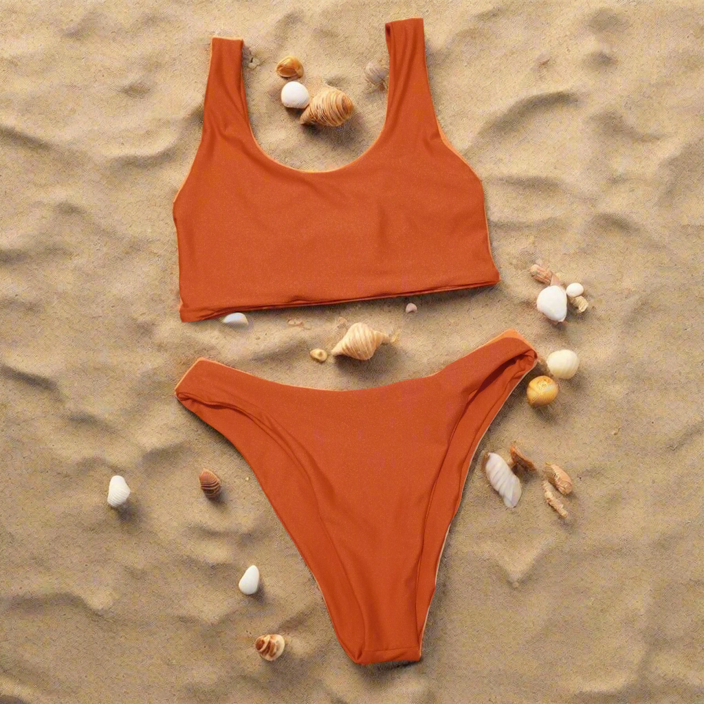 High Rise Handmade Bikini (Tangerine Orange)