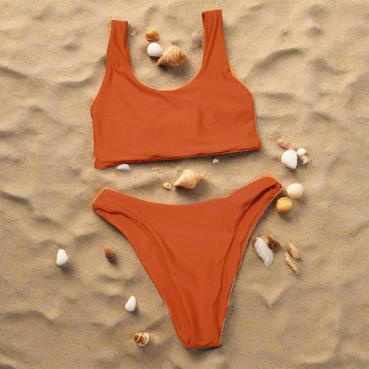High Rise Handmade Bikini (Tangerine Orange)