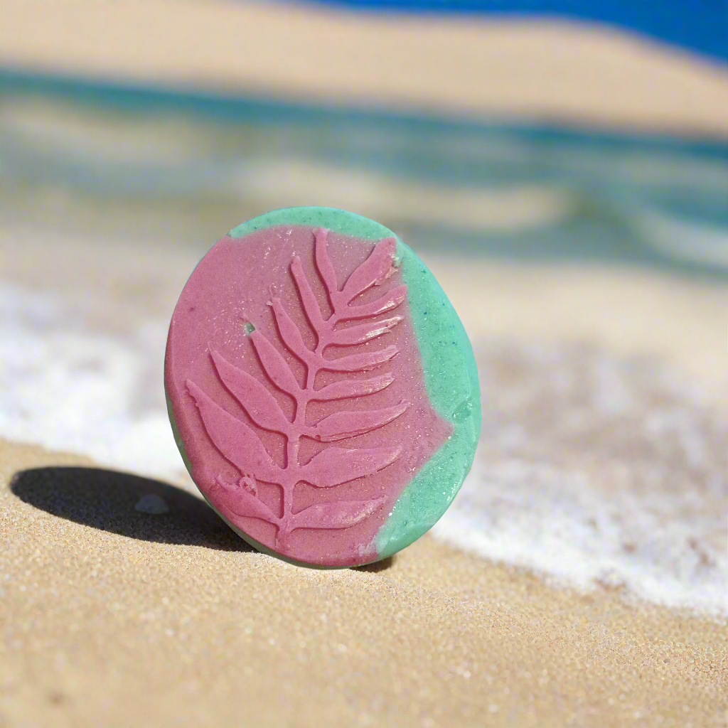2 Tone Oval Goat Milk Soap (Deep Pink and Seafoam) - Vanilla