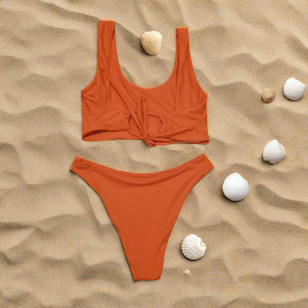 High Rise Handmade Bikini (Tangerine Orange)