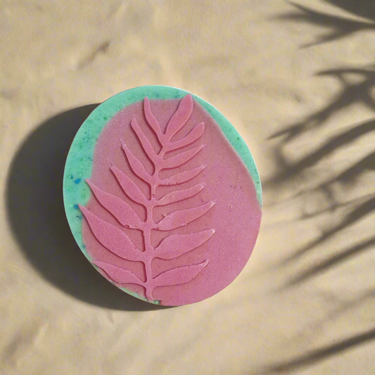 2 Tone Oval Goat Milk Soap (Deep Pink and Seafoam) - Vanilla