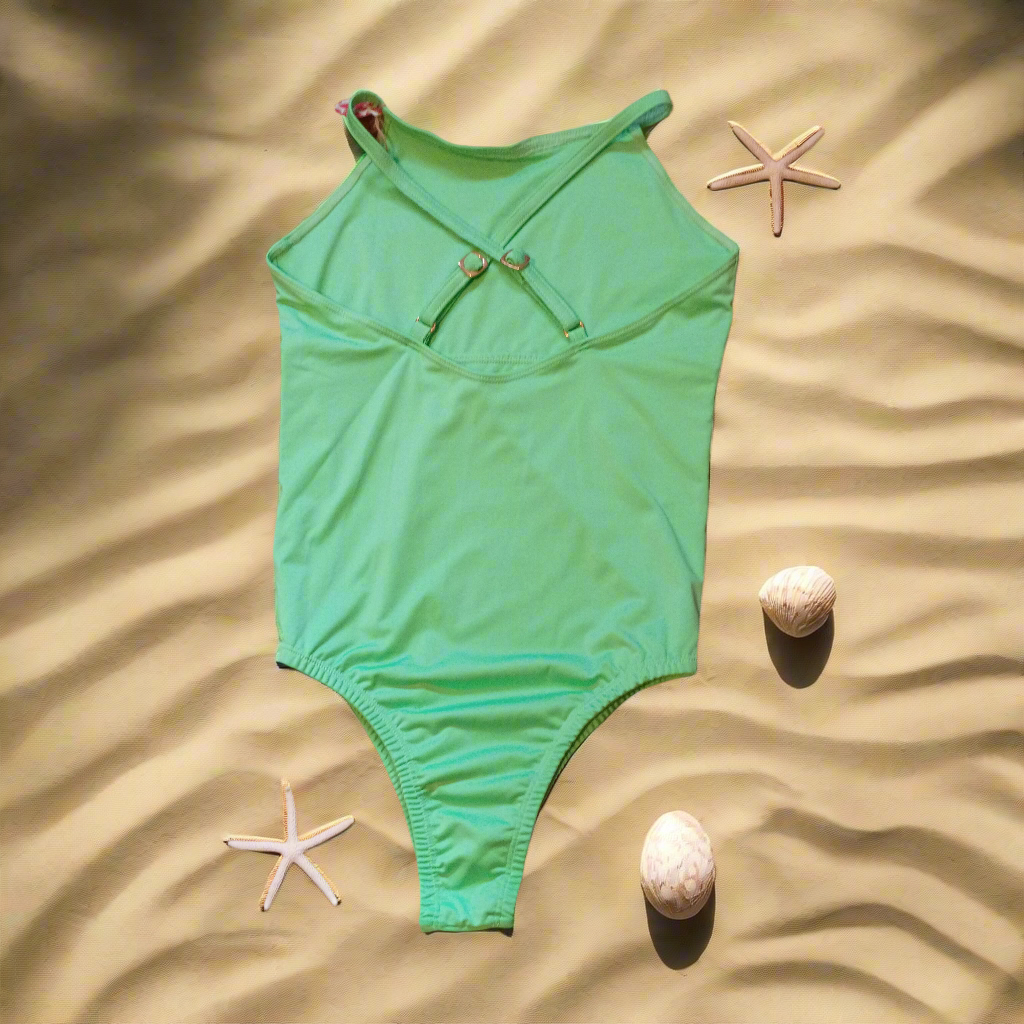 Highcut Adjustable Crossback One Piece  (Key Lime Green )