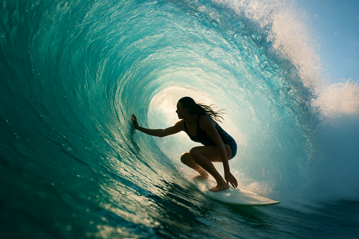 make it a girl in the wave barrel