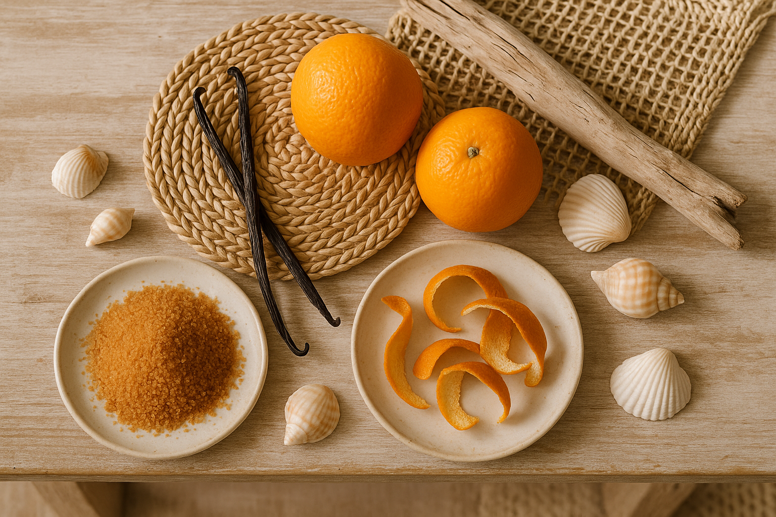 tone down the amount of seashells and include a pile of coconut sugar
